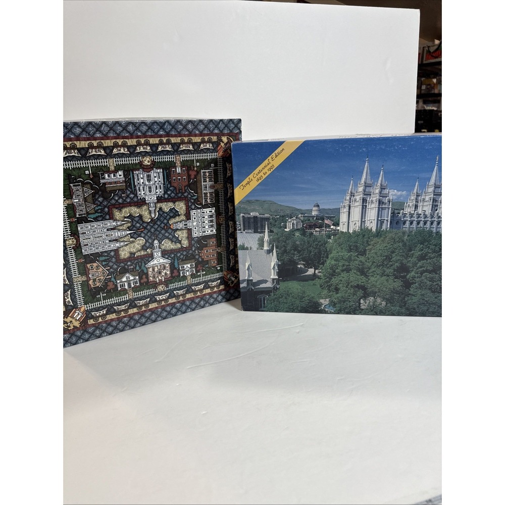 Dowdle Folk Art 550 Piece Puzzle‎ Pioneer Quilts LDS Salt Lake & Temple Set Of 2
